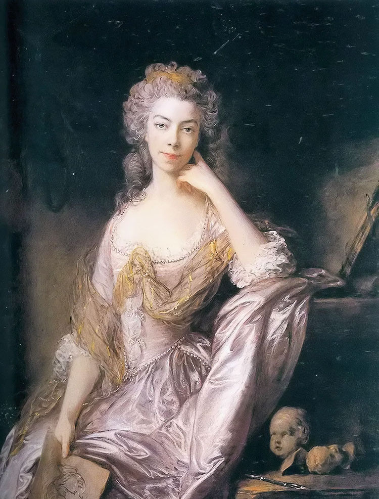 Portrait Oil Painting - Lady Portrait of Mrs. Lomond Holding Sketch
